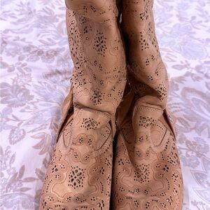 European Pink Laser Cut Boots